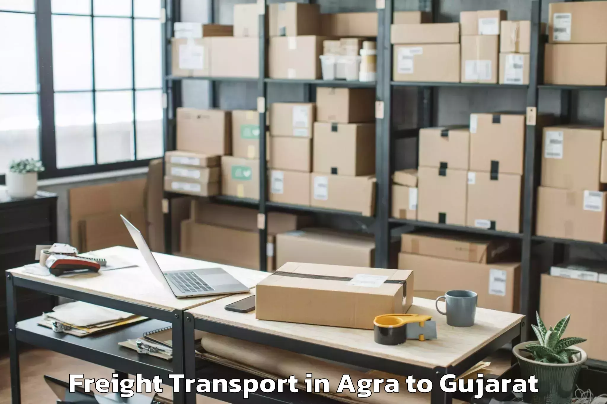 Comprehensive Agra to Kadi Sarva Vishwavidyalaya Gan Freight Transport